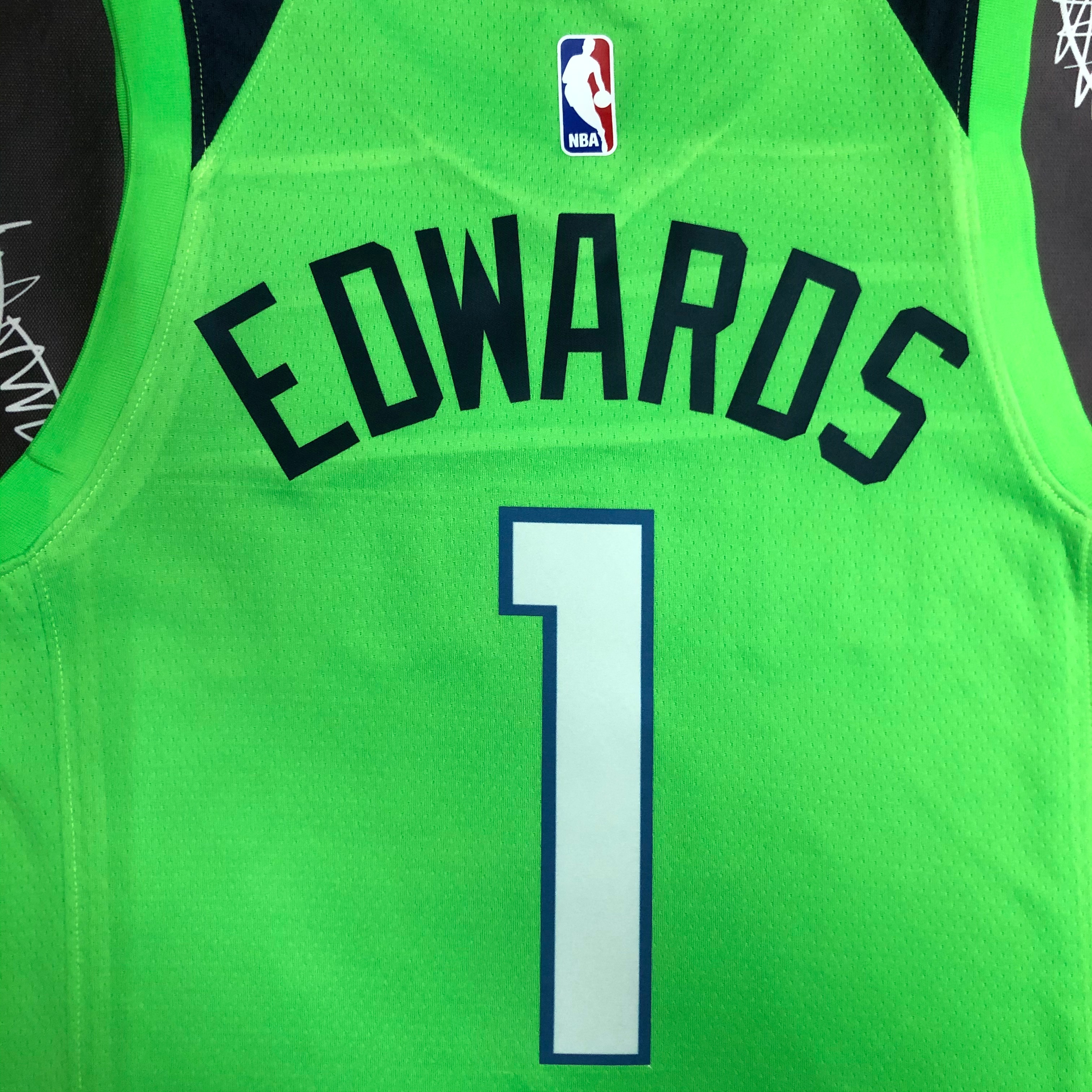 NBA Men Minnesota Timberwolves Green #1 EDWARDS Jersey High Quality Name and Number Print - leoleo123123