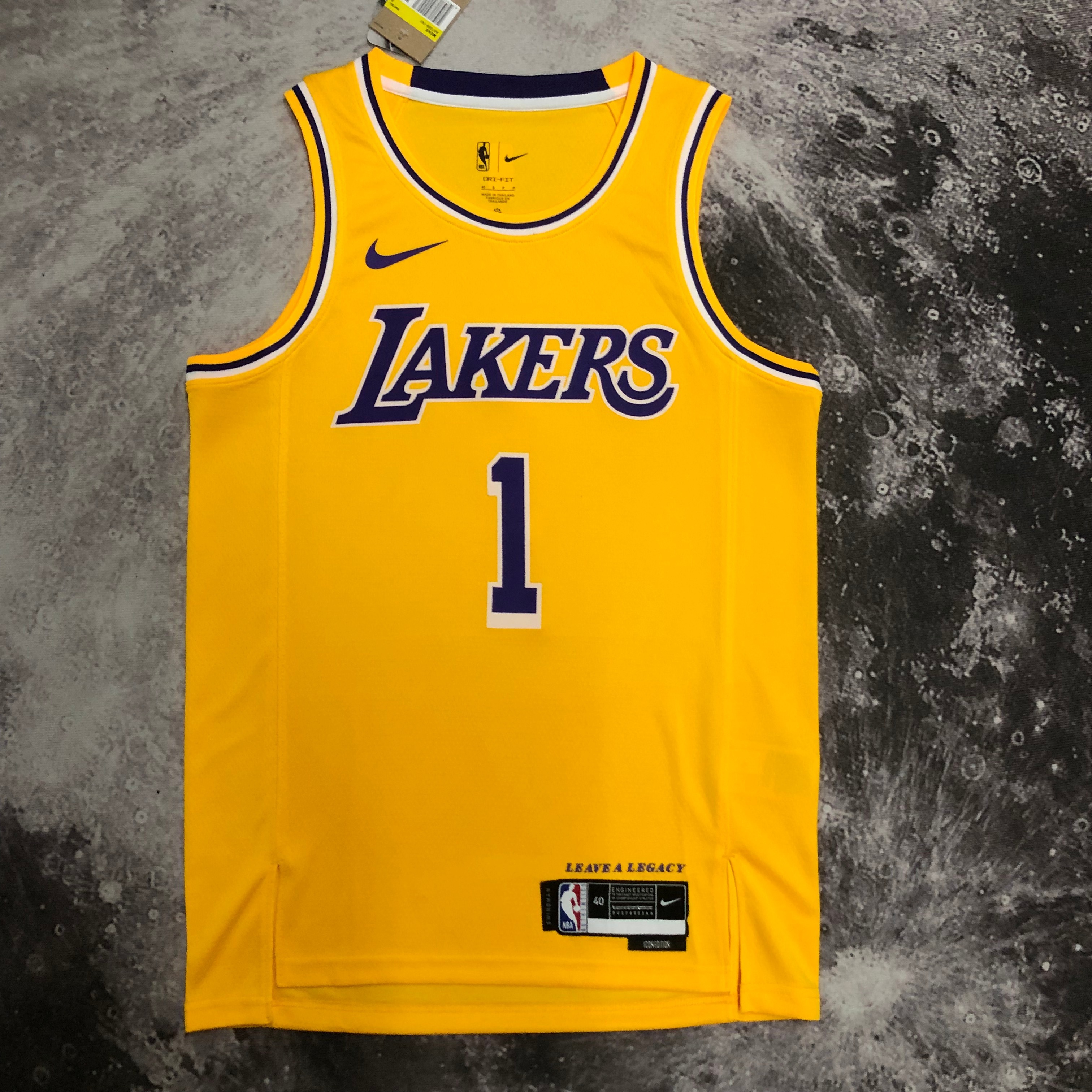NBA Men Season 2023 Los Angeles Lakers Yellow #1 RUSSELL Jersey High Quality Name and Number Print - leoleo123123