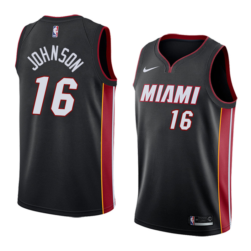 NBA Men Miami Heat Black #16 JOHNSON Jersey High Quality Name and Number Print - leoleo123123