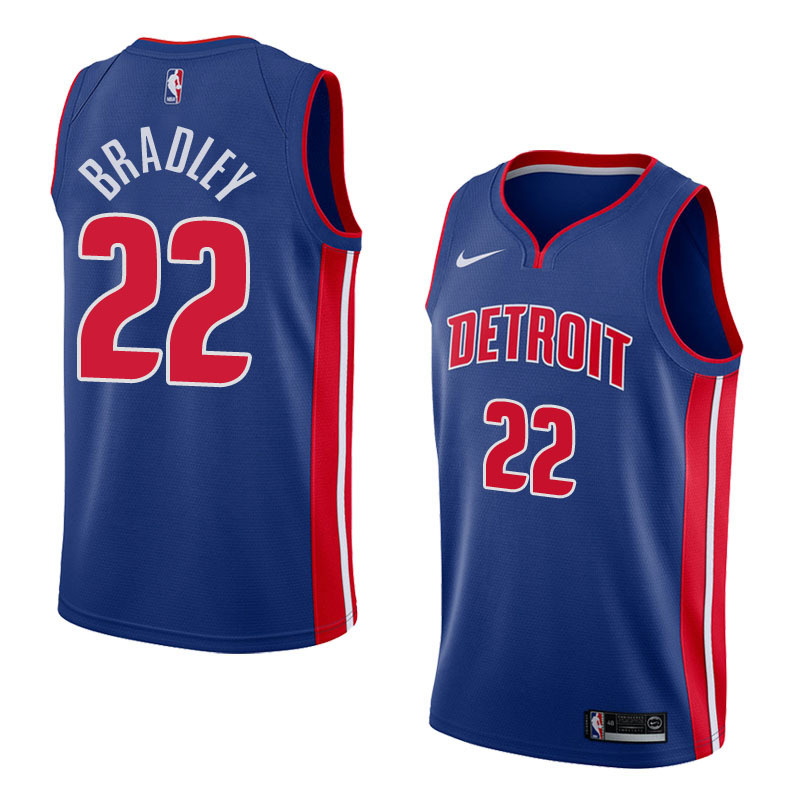 NBA Men Detroit Pistons Blue #22 BRADLEY Jersey High Quality Name and Number Print - leoleo123123