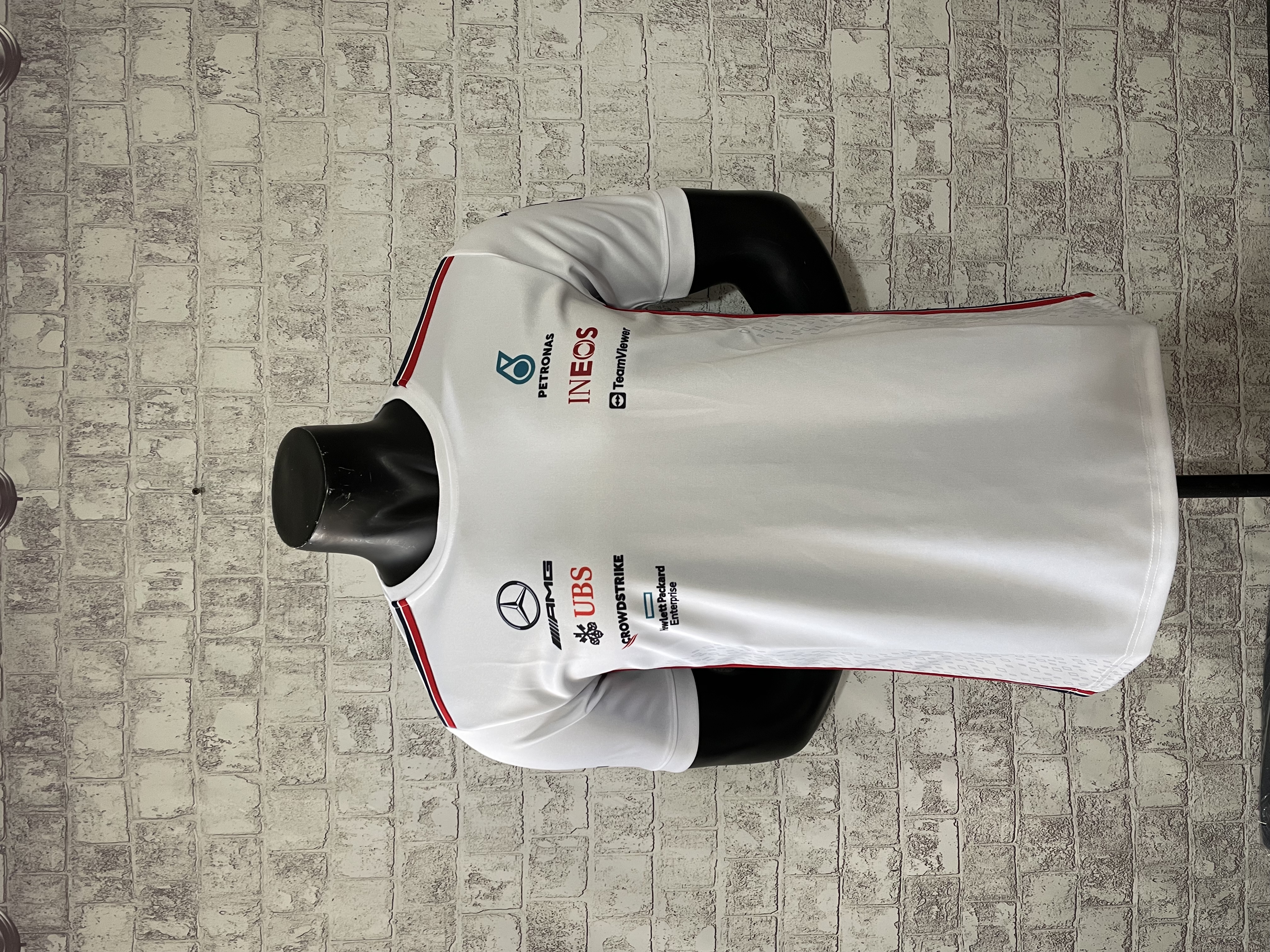 2023 Mercedes F1 Team Round Collar POLO T-Shirt White - leoleo123123