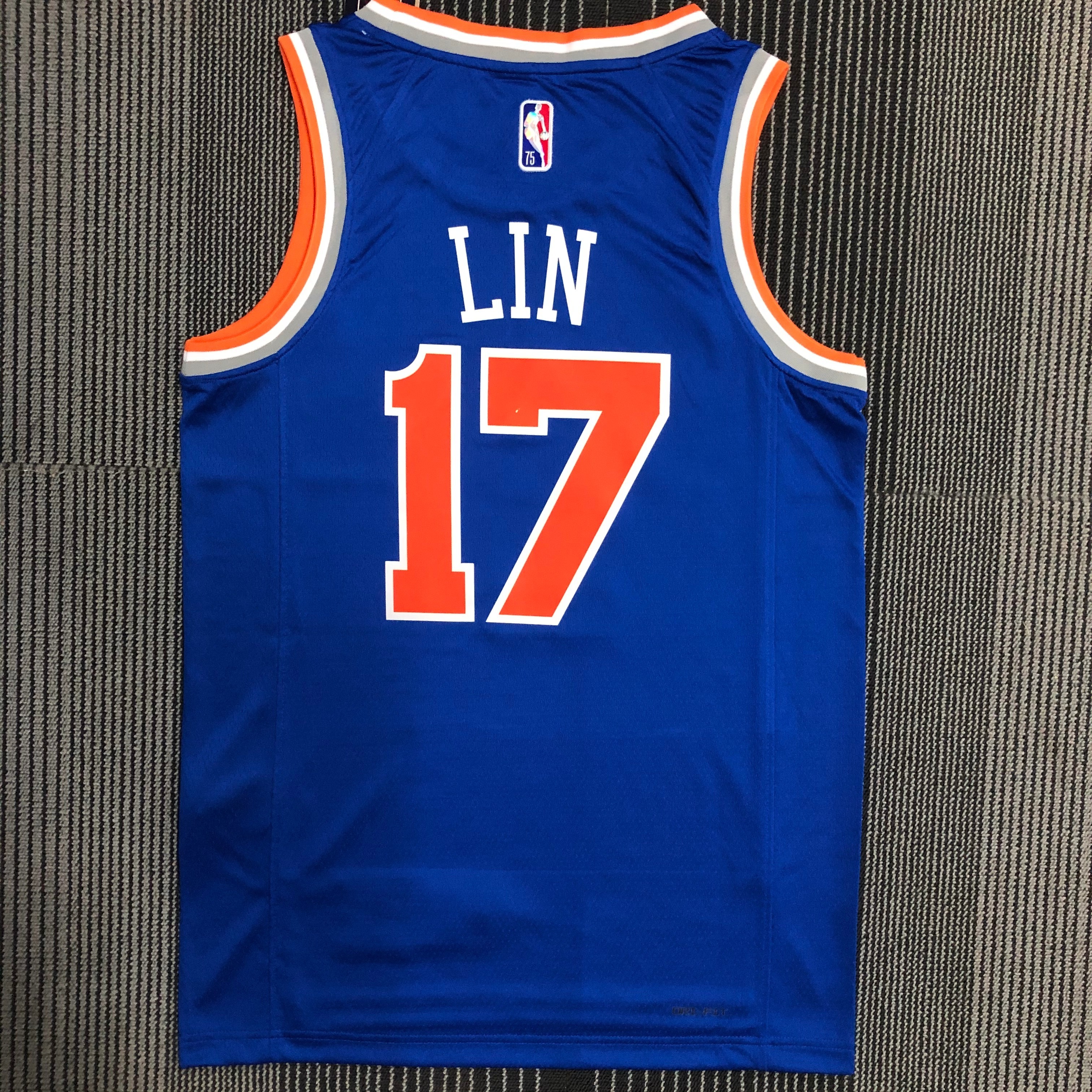 NBA Men 75th Anniversary New York Knicks Blue #17 LIN Jersey High Quality Name and Number Print - leoleo123123
