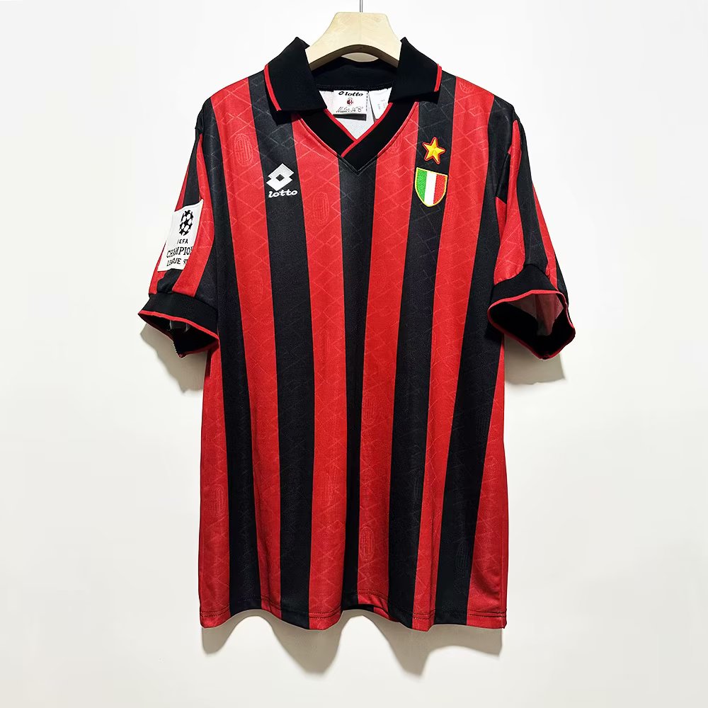 93/94 AC Milan Home Retro Jersey With Champions Patch - leoleo123123