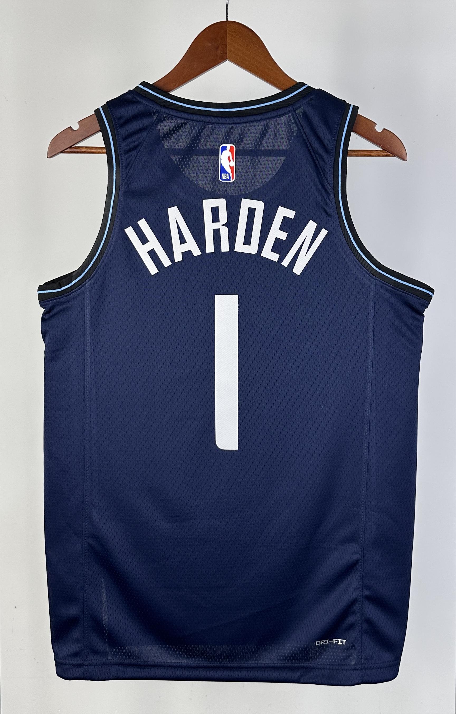 NBA Season 2024 Men Los Angeles Clippers Navy #1 HARDEN Jersey High Quality Name and Number Print - leoleo123123