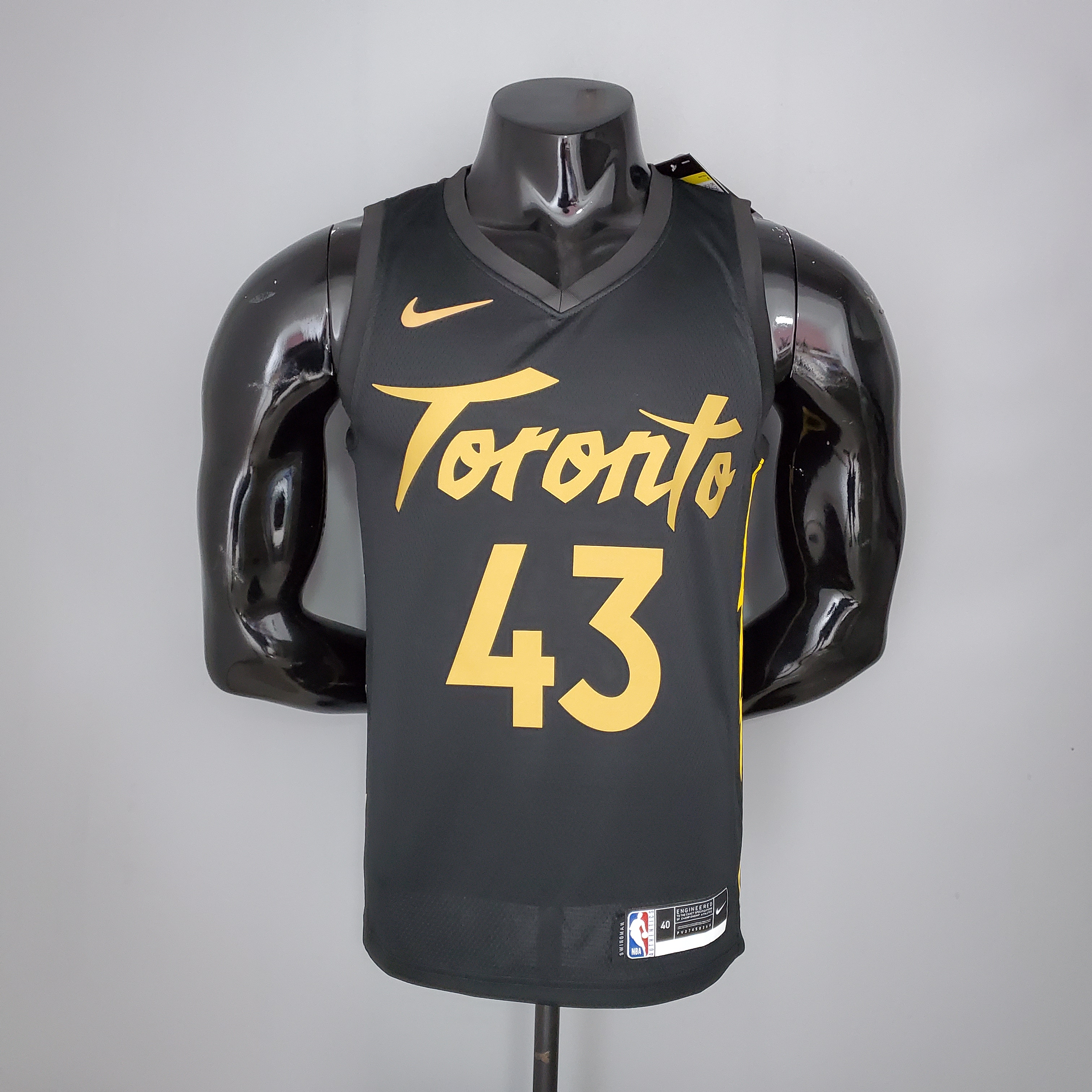 2021 season SIAKAM#43 Raptors Black Gold NBA Jersey High Quality Name and Number Print - leoleo123123