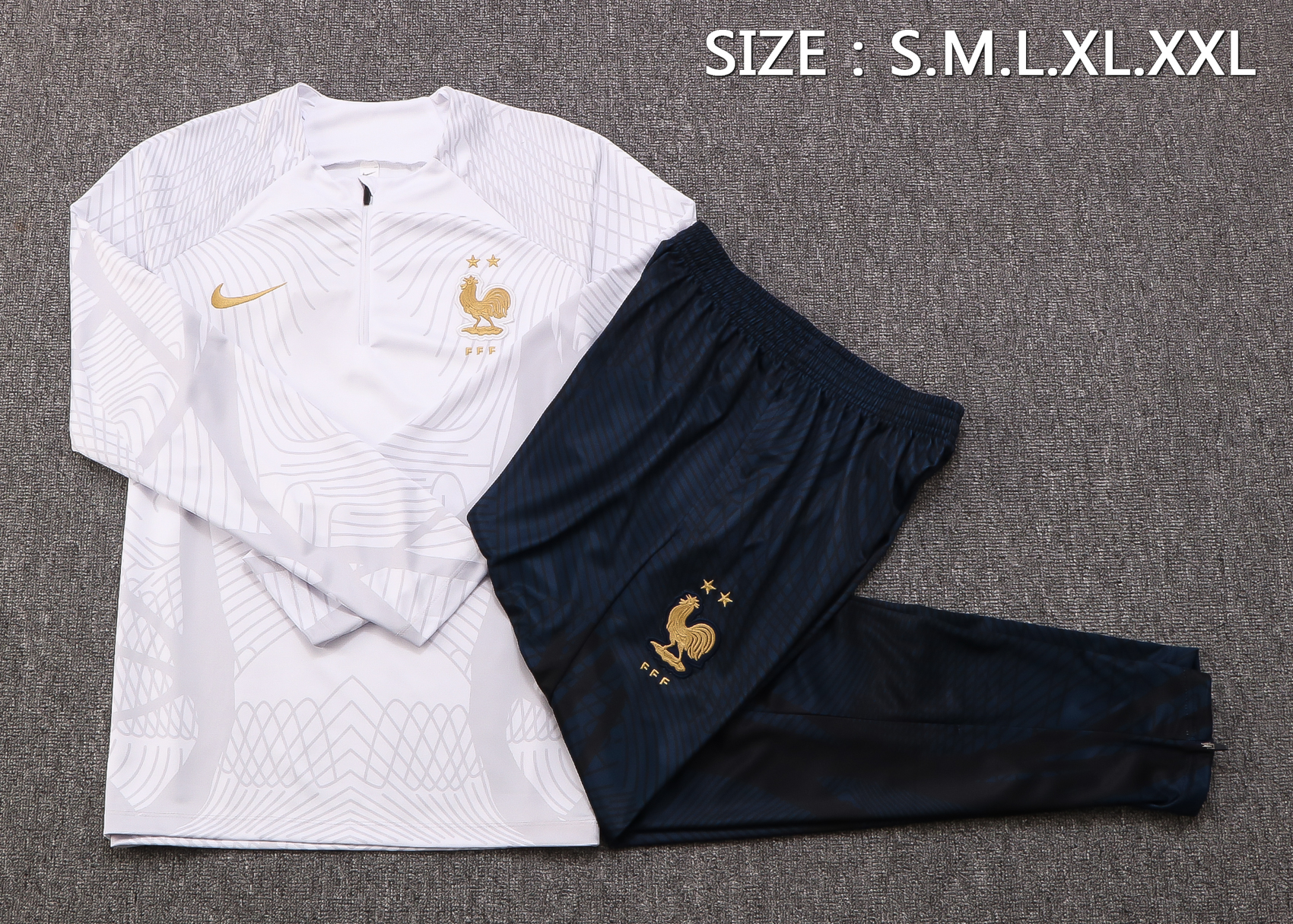22-23 France White Sweater Tracksuit with Ink-jet Printing Thai Quality - leoleo123123