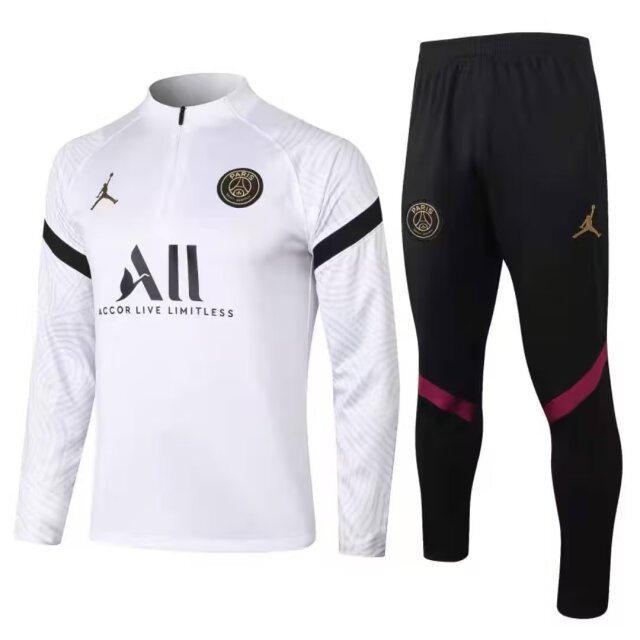 21/22 PSG Jordan White Sweater Tracksuit with Zipper Thai Quality - leoleo123123
