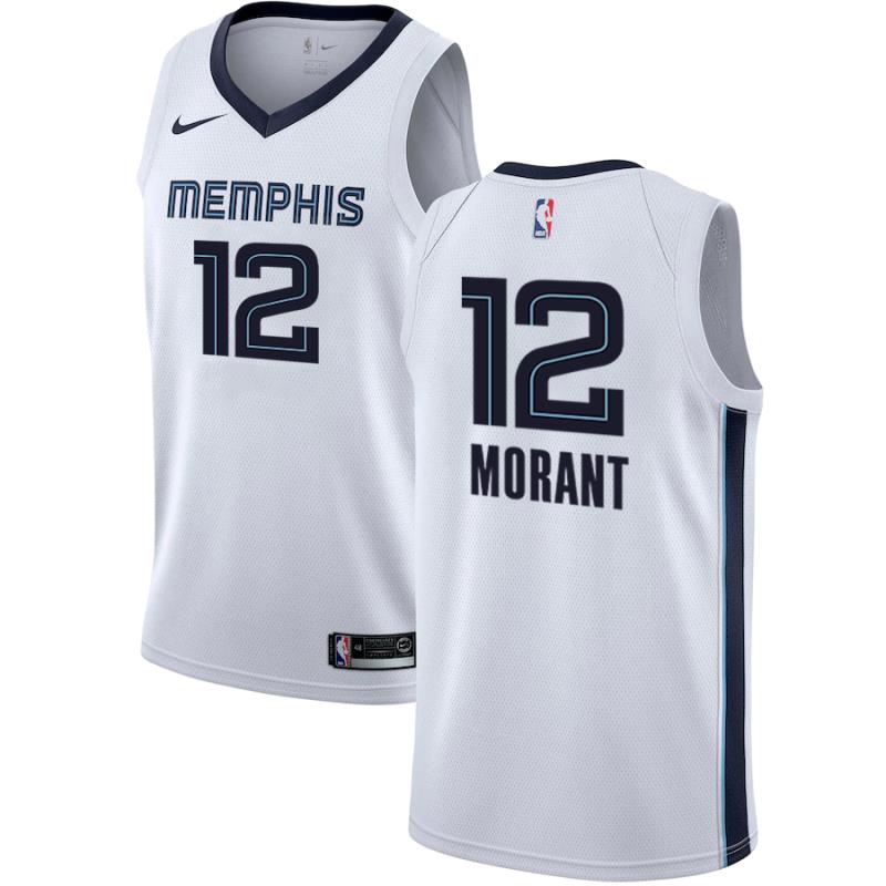 NBA Men Memphis Grizzlies White #12 MORANT Jersey High Quality Name and Number Print - leoleo123123