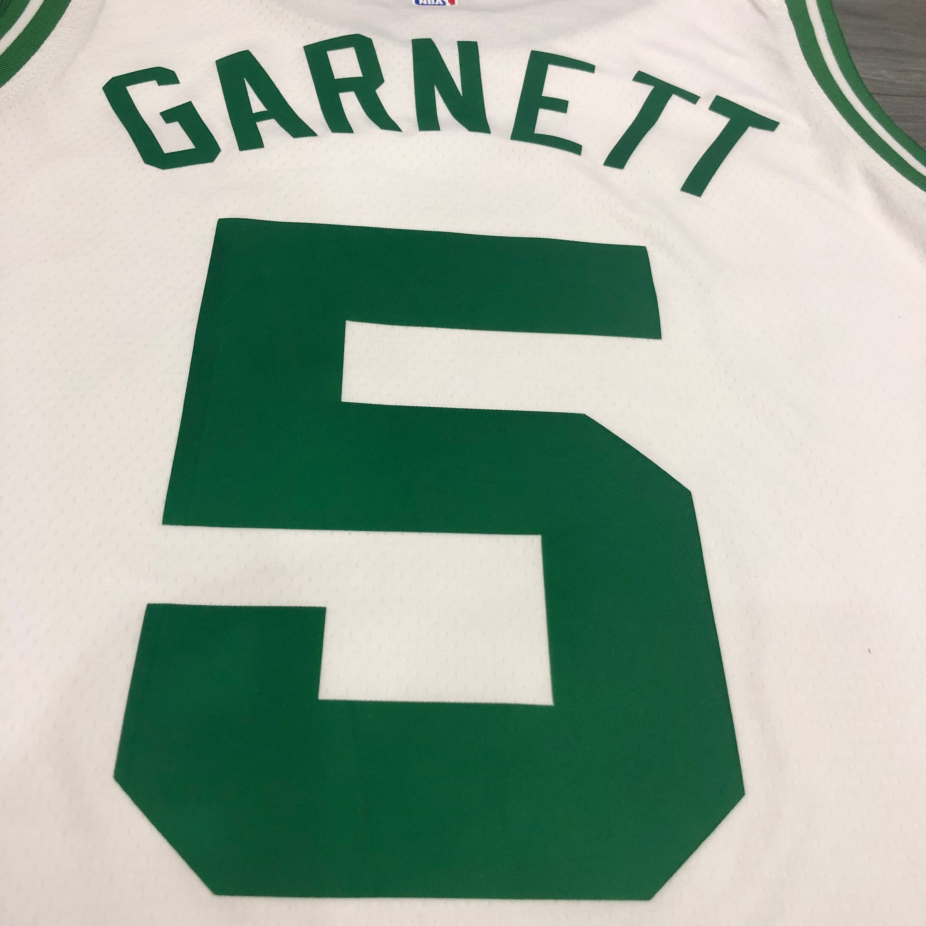 NBA Boston Celtics Retro White with Green Name #5 GARNETT Jersey High Quality Name and Number Print - leoleo123123
