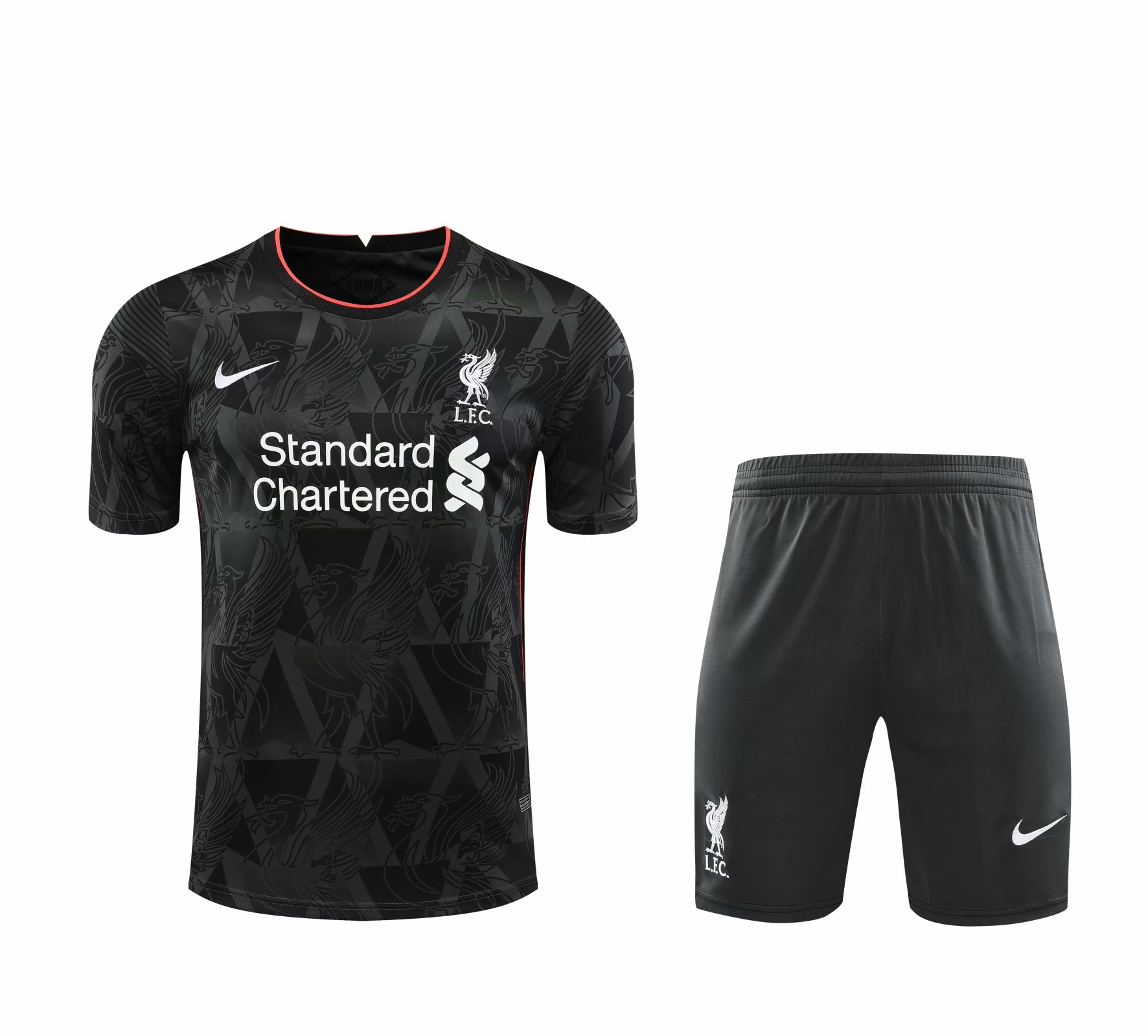 New 2021 Liverpool Special Version Black Training Set--Short Sleeve and Short Pant Training Tracksuit - leoleo123123