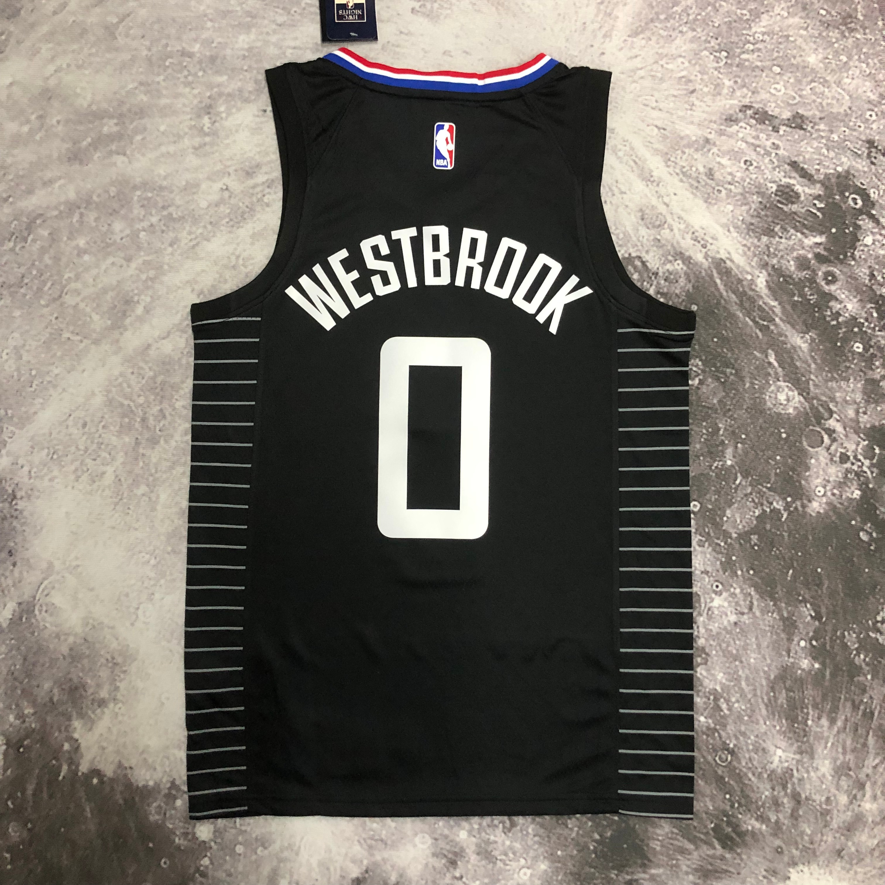NBA Men Season 2021 Los Angeles Clippers Black City #0 WESTBROOK Jersey with Jordan Logo High Quality Name and Number Print - leoleo123123