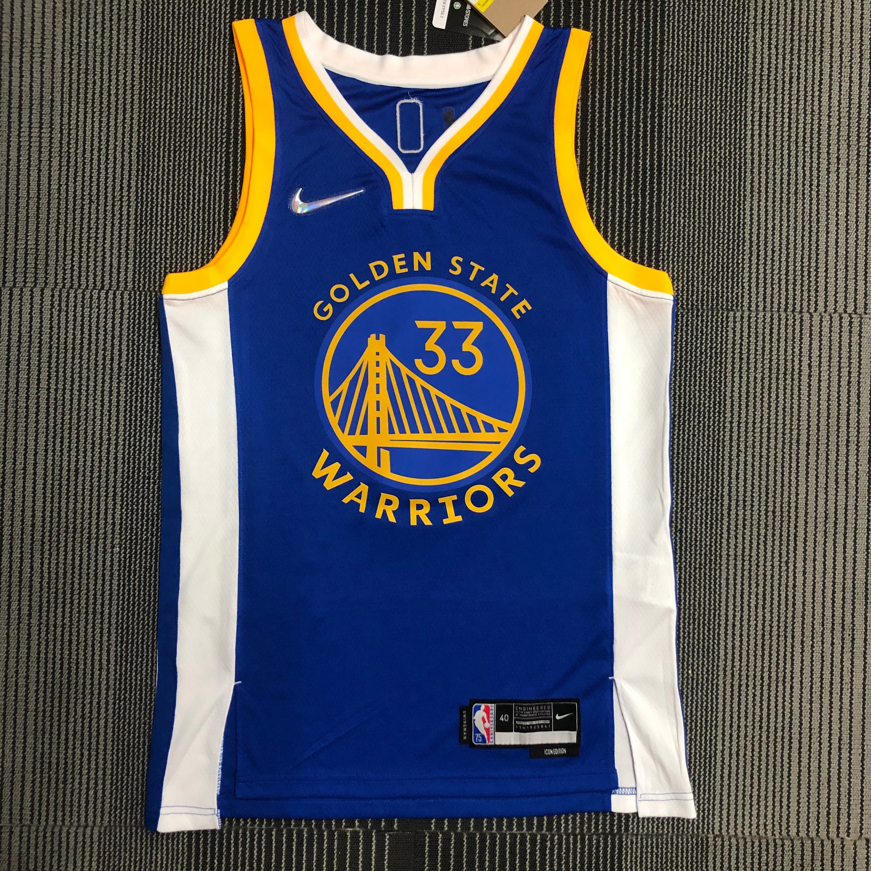 NBA Men 75th Anniversary Golden State Warriors Blue V-neck #33 WISEMAN Jersey High Quality Name and Number Print - leoleo123123