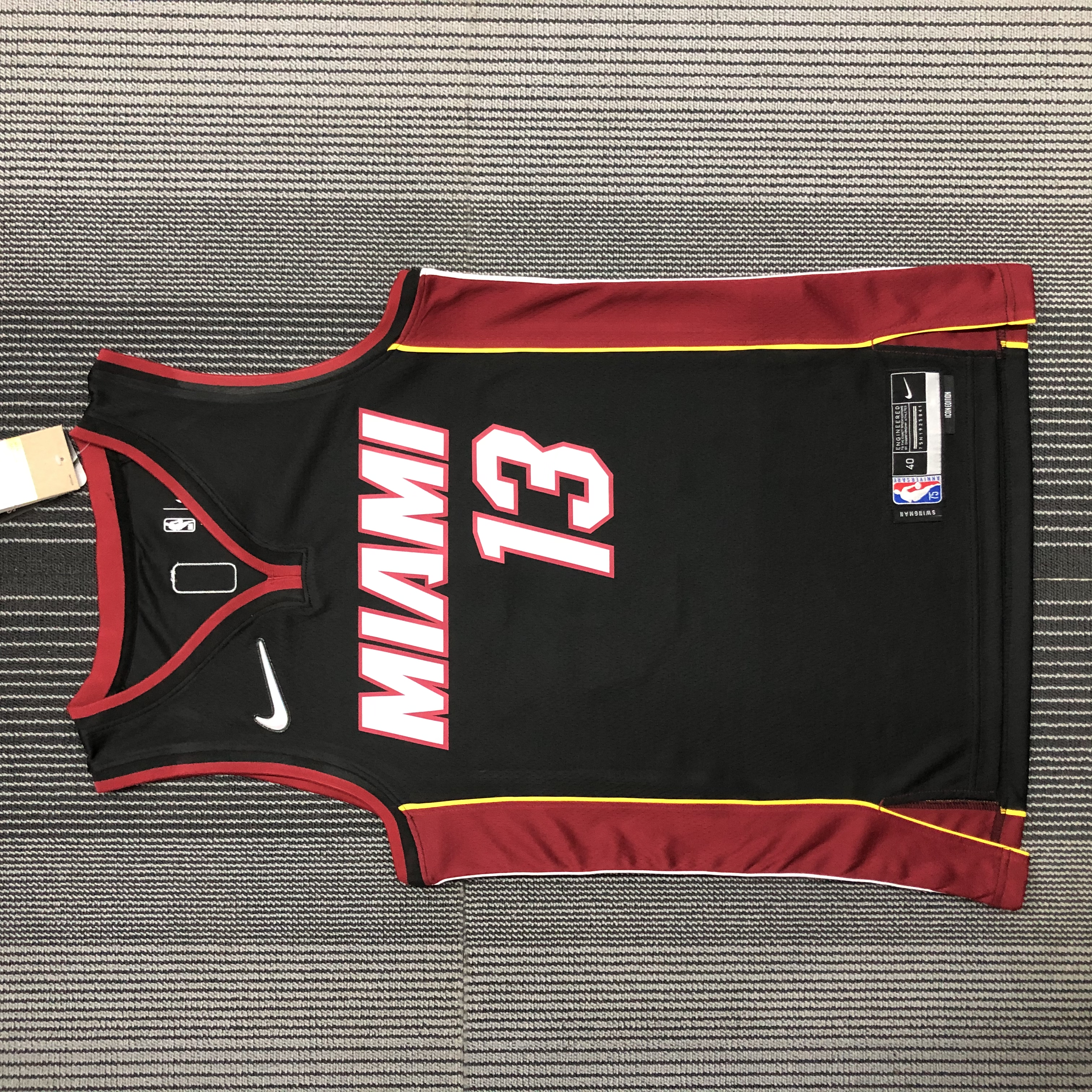 NBA Men 75th Anniversary Miami Heat Black #13 ADEBAYO Jersey High Quality Name and Number Print - leoleo123123