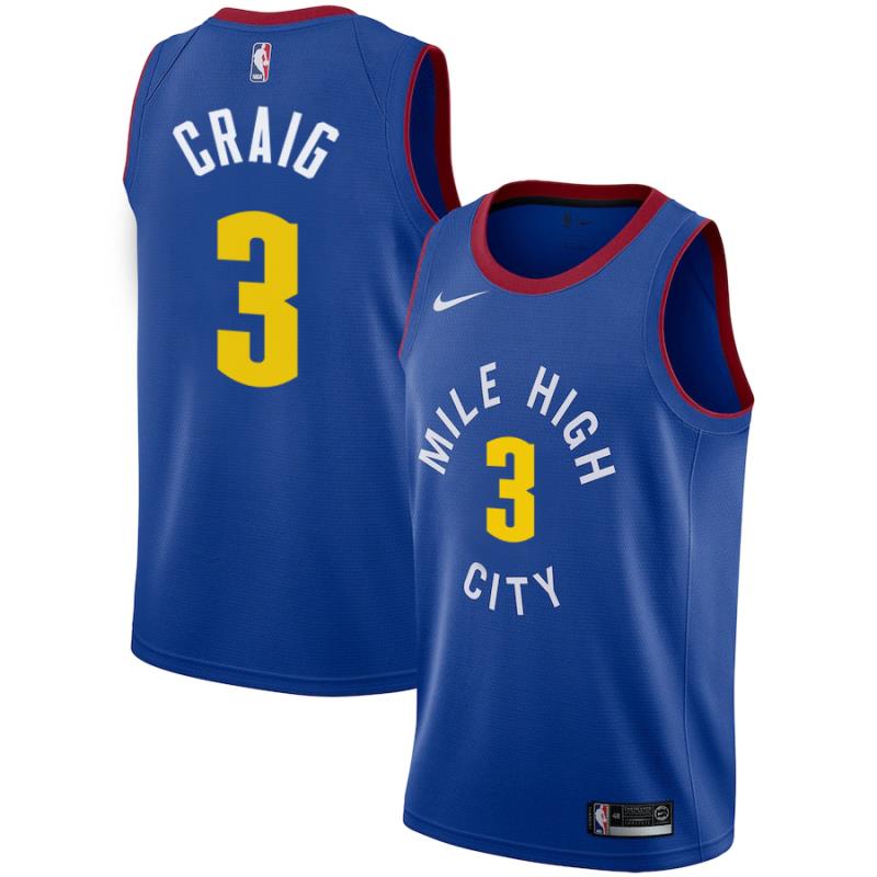 NBA Men Denver Nuggets Blue City #3 CRAIG Jersey High Quality Name and Number Print - leoleo123123