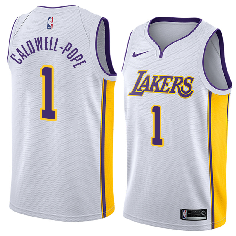 NBA Men Los Angeles Lakers #1 CALD WELL-POPE White V-neck Jersey High Quality Name and Number Print - leoleo123123