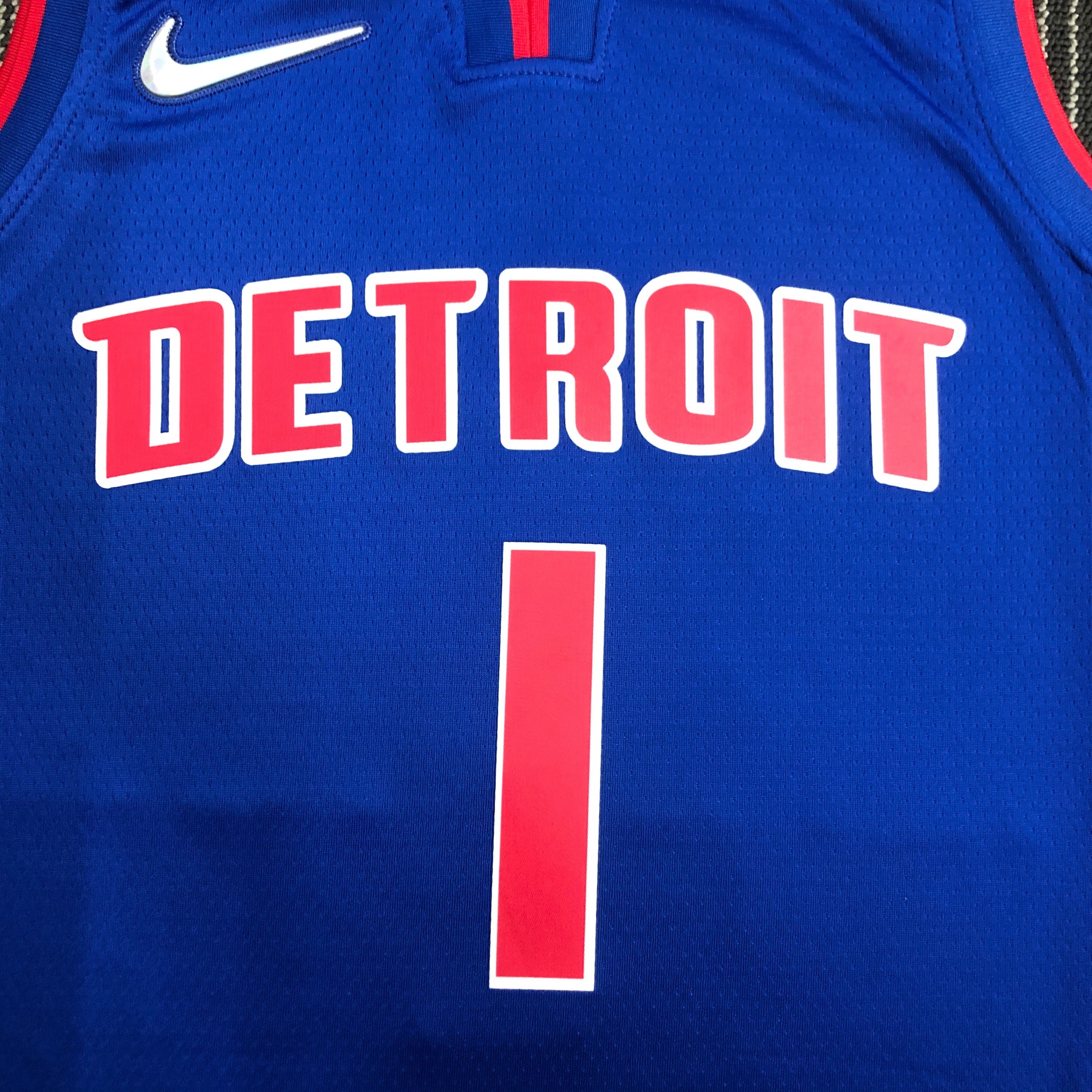 NBA 75th Anniversary Detroit Pistons Blue #1 IVERSON Jersey High Quality Name and Number Print - leoleo123123