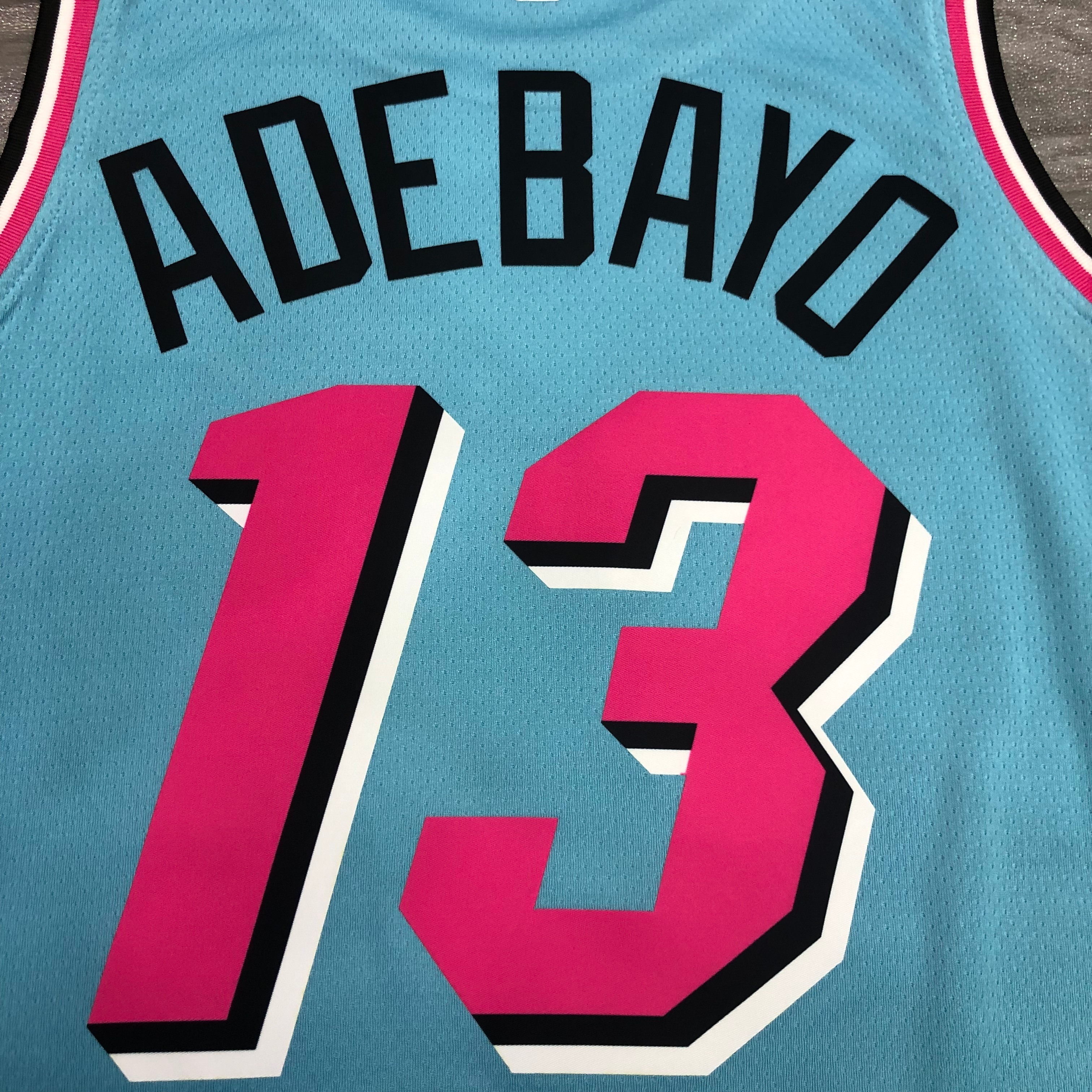 NBA Men Miami Heat Blue City #13 ADEBAYO Jersey High Quality Name and Number Print - leoleo123123
