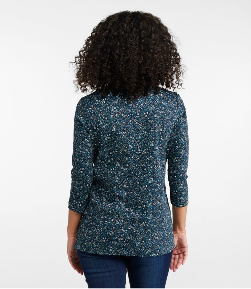 Women's Pima Cotton Tunic, Three-Quarter-Sleeve Splitneck Print - leoleo123123