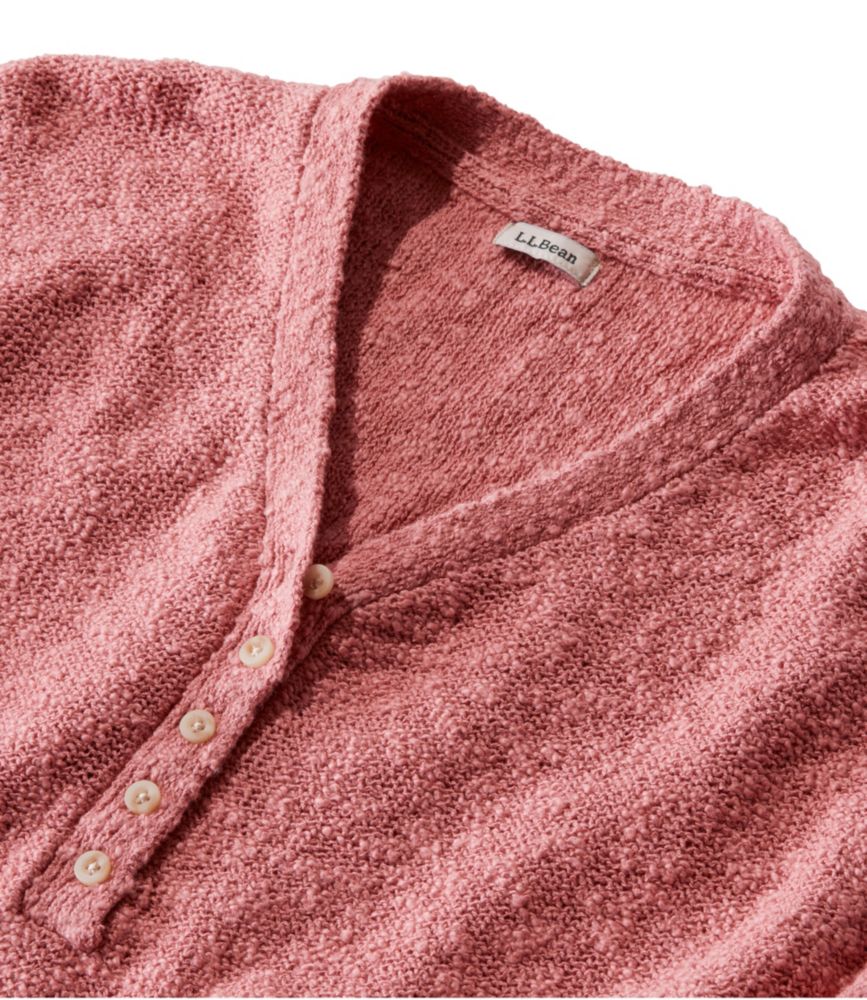 Women's Midweight Cotton Slub Sweater, Henley Short-Sleeve - leoleo123123