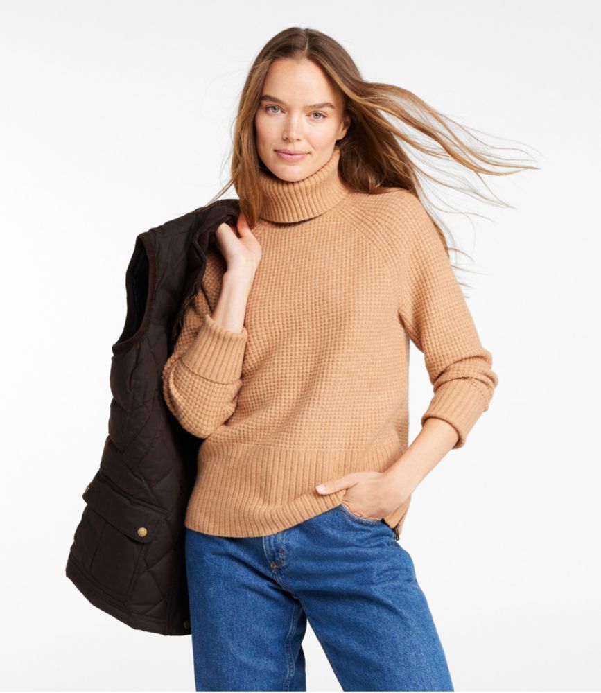 Women's SuperSoft Waffle Sweater, Turtleneck - leoleo123123