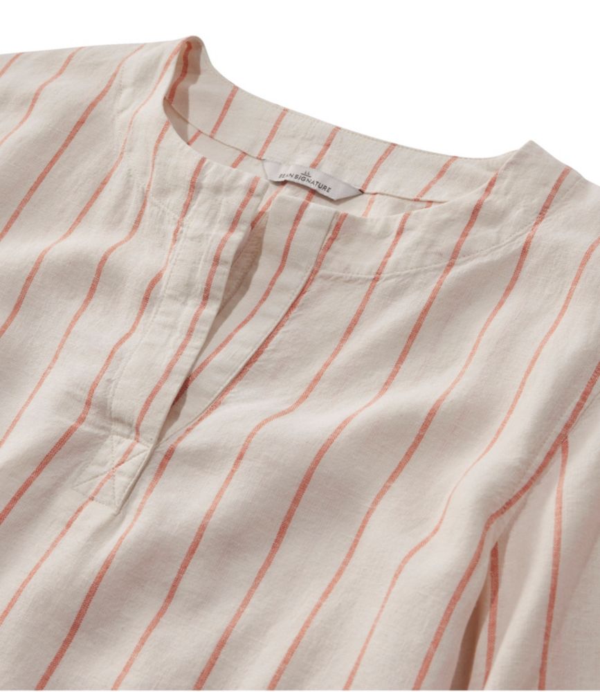 Women's Signature Linen-Blend Splitneck Shirt, Short-Sleeve - leoleo123123