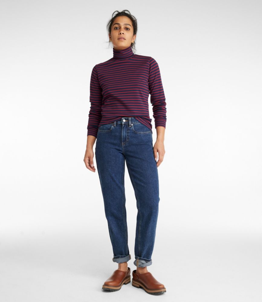 Women's L.L.Bean Interlock Turtleneck, Long-Sleeve Stripe - leoleo123123