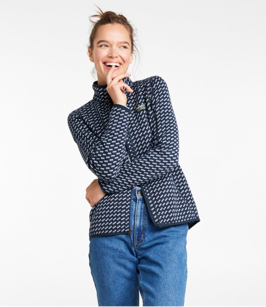 Women's L.L.Bean Sweater Fleece Full-Zip Jacket, Print - leoleo123123