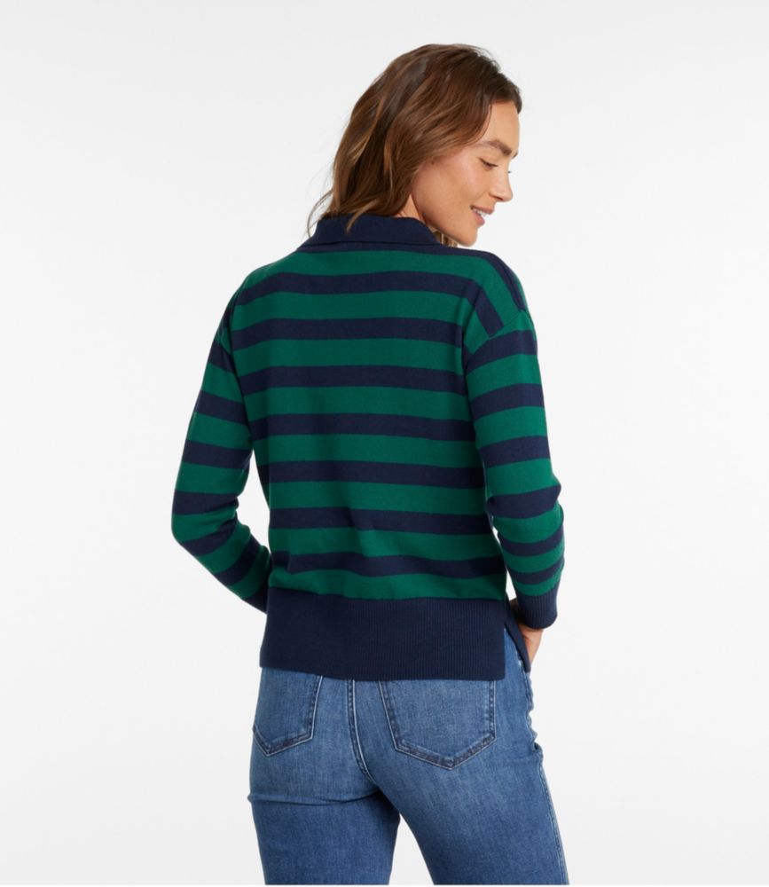 Women's Cotton/Cashmere Sweater, Polo Stripe - leoleo123123