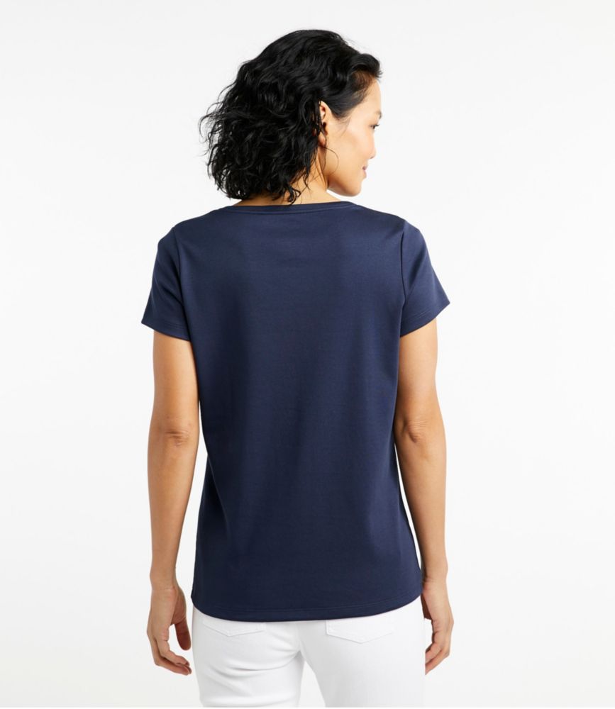 Women's Pima Cotton Shaped V-Neck, Short-Sleeve - leoleo123123