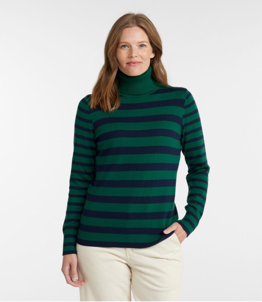 Women's Cotton/Cashmere Sweater, Turtleneck Stripe - leoleo123123