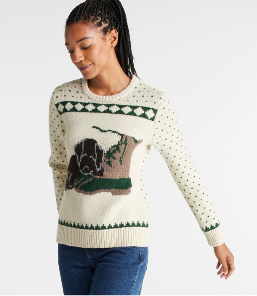 Women's Bean's Classic Ragg Wool Crewneck Intarsia Sweater - leoleo123123
