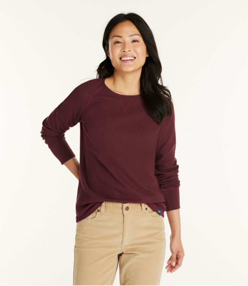 Women's Unshrinkable Mini-Waffle Tee, Long-Sleeve Crewneck - leoleo123123