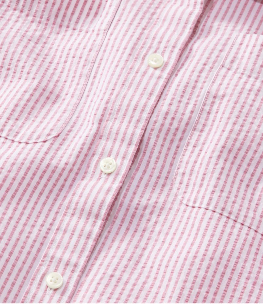 Women's Vacationland Seersucker Shirt, Long-Sleeve - leoleo123123