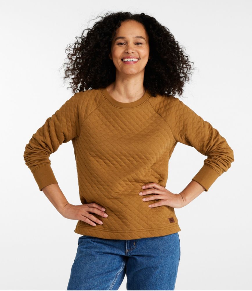 Women's Quilted Sweatshirt, Crewneck Pullover - leoleo123123
