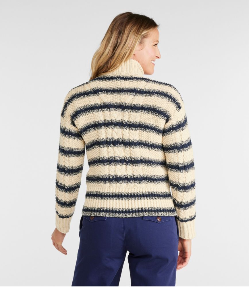 Women's Signature Cotton Fisherman Quarter Zip Sweater Stripe - leoleo123123