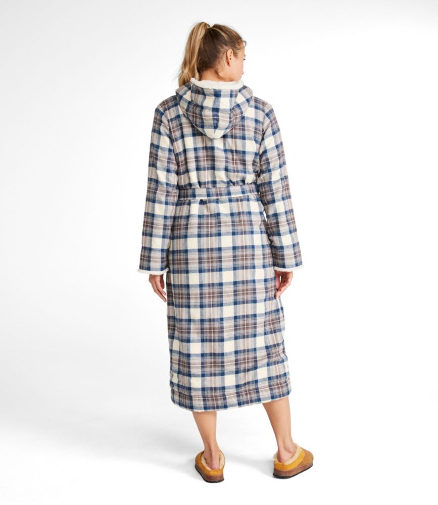 Women's Scotch Plaid Flannel Robe, Sherpa-Lined Long - leoleo123123