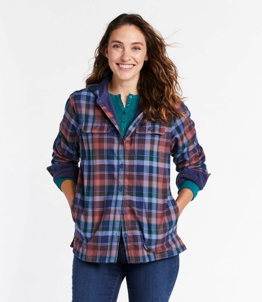 Women's Fleece-Lined Flannel Hoodie, Plaid - leoleo123123