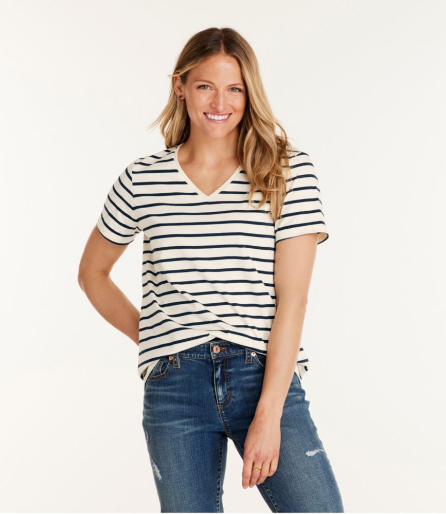 Women's Signature Rangeley Cotton Tee, V-Neck - leoleo123123