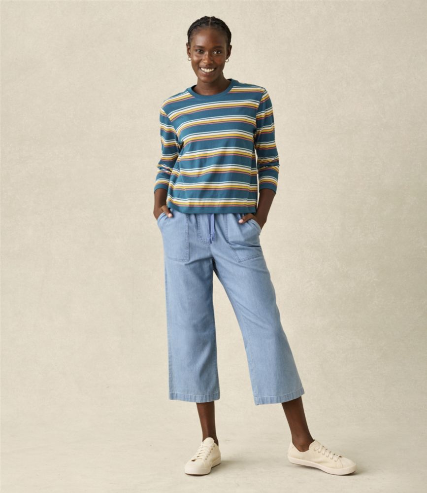 Women's Sunwashed Pants, Denim Straight-Leg Crop - leoleo123123
