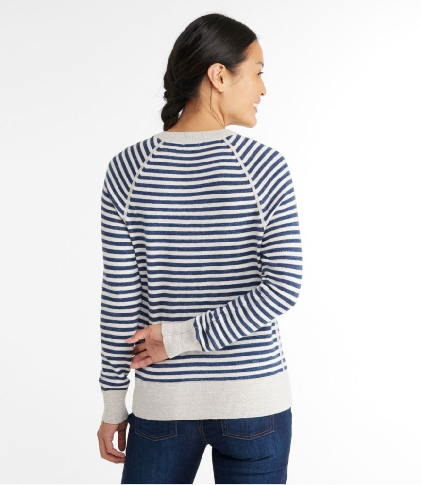 Women's Organic Cotton Slub Sweater, Crewneck Stripe - leoleo123123