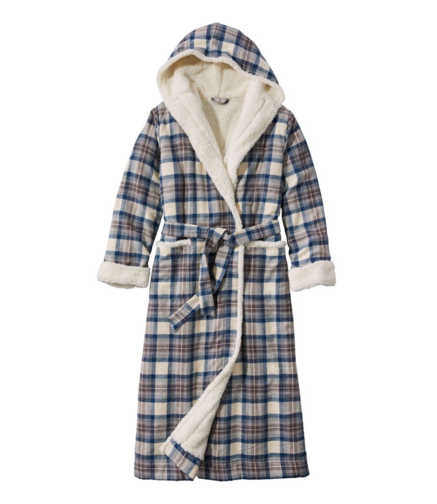 Women's Scotch Plaid Flannel Robe, Sherpa-Lined Long - leoleo123123