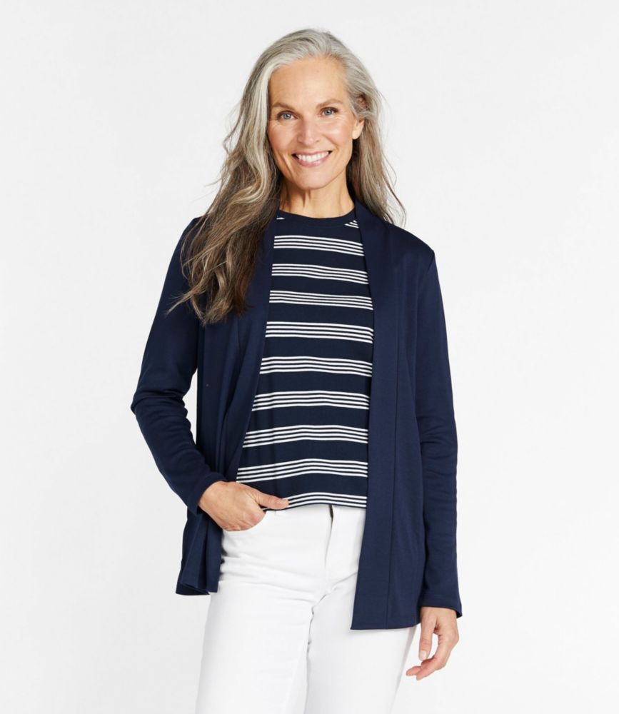 Women's Pima Cotton Open Cardigan, With Pockets - leoleo123123