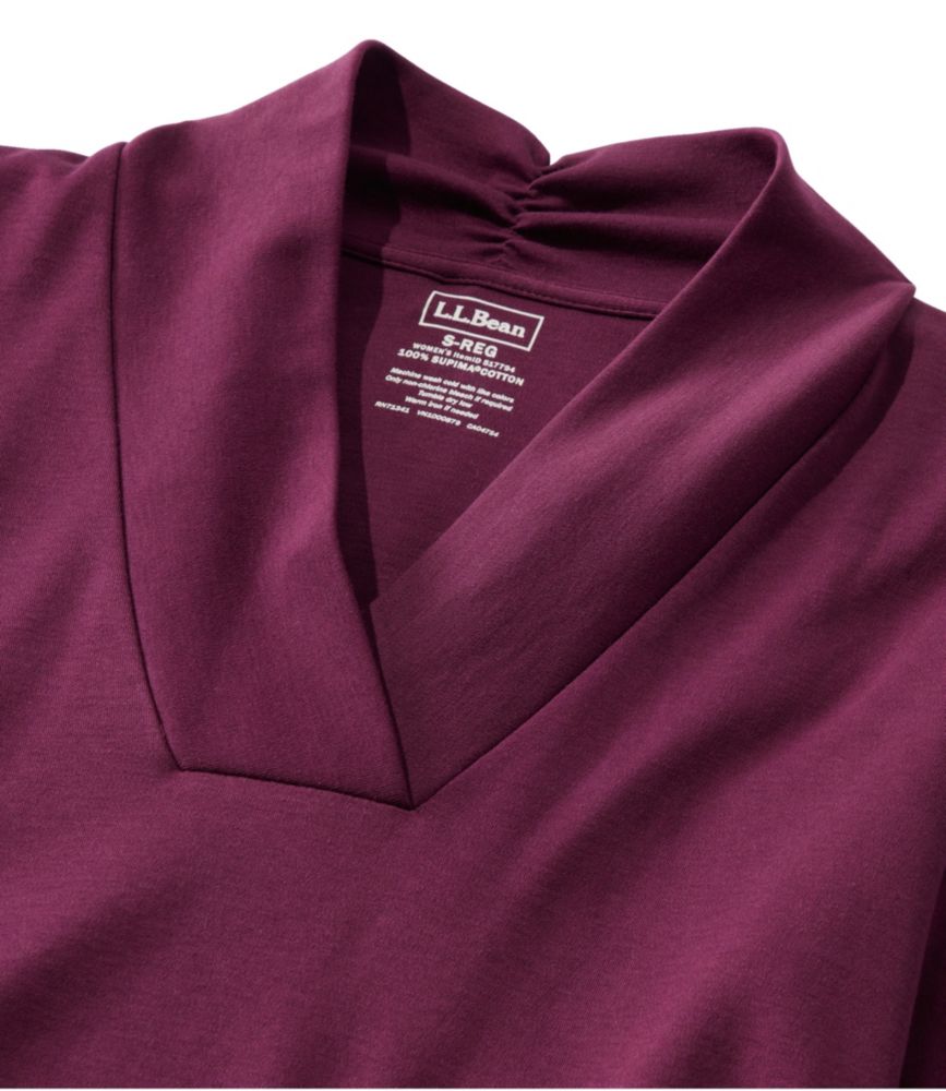 Women's Pima Cotton Tee, Shawl Long-Sleeve - leoleo123123