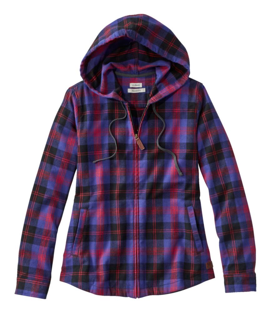 Women's Scotch Plaid Flannel Shirt, Relaxed Zip Hoodie - leoleo123123