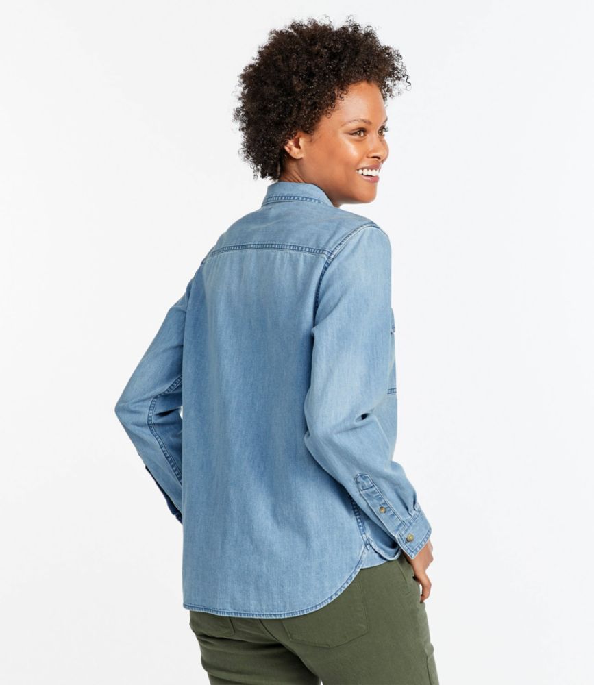 Women's L.L. Bean Heritage Washed Denim Shirt, Long-Sleeve - leoleo123123