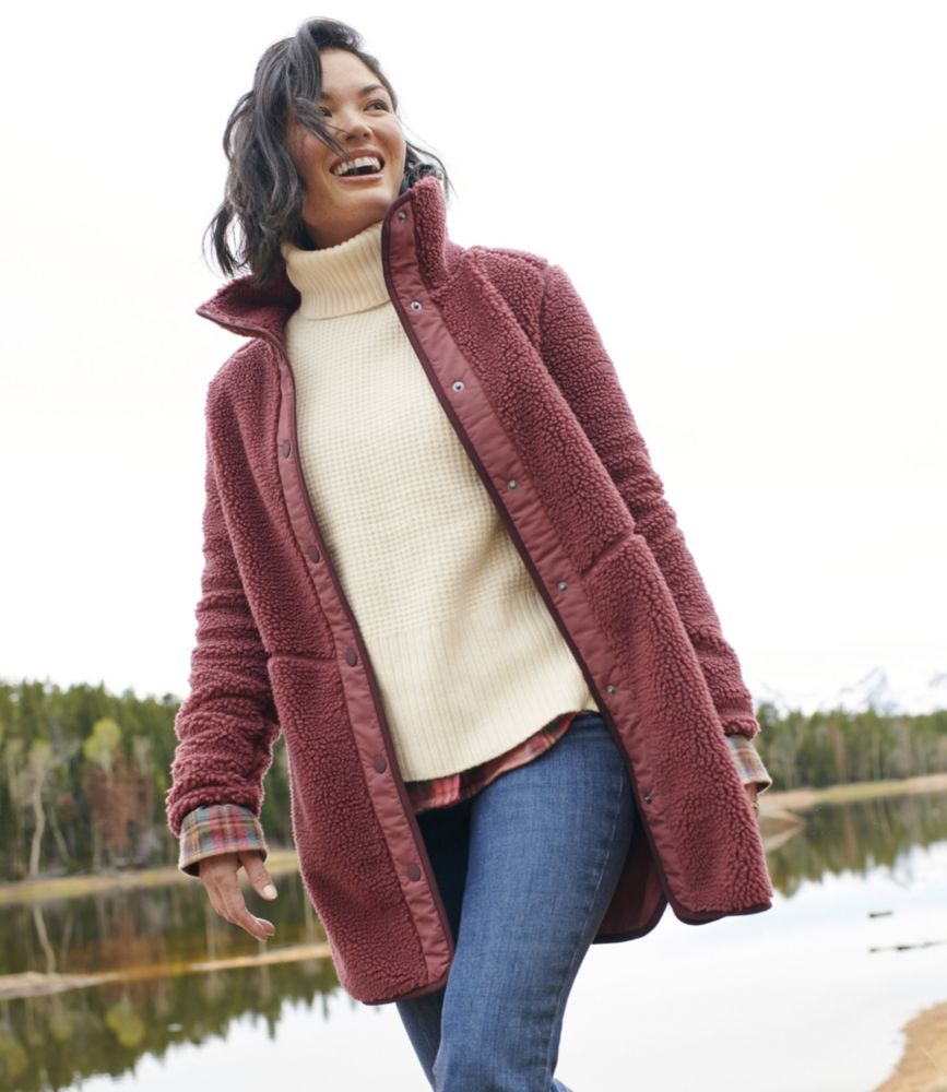 Women's Bean's Sherpa Fleece Coat - leoleo123123