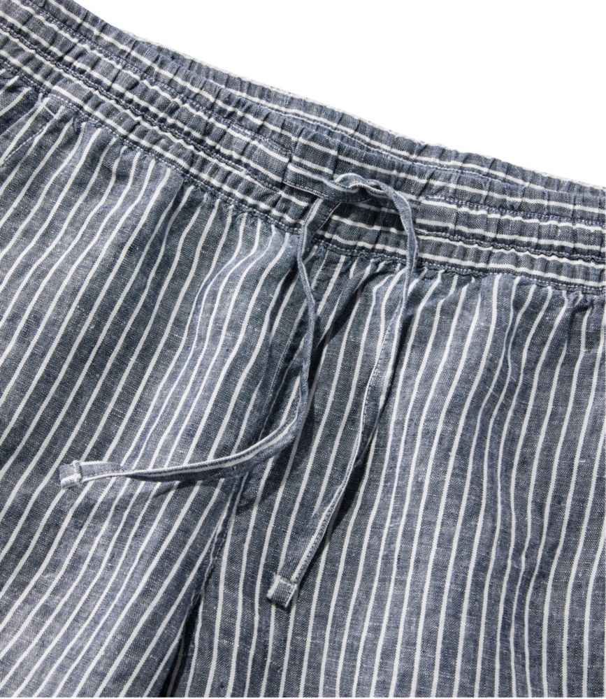 Women's Premium Linen Breezy Pull-On Ankle Pants, Mid-Rise Tapered-Leg Stripe - leoleo123123