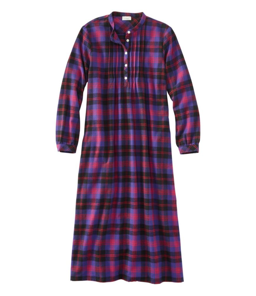 Women's Scotch Plaid Flannel Nightgown - leoleo123123