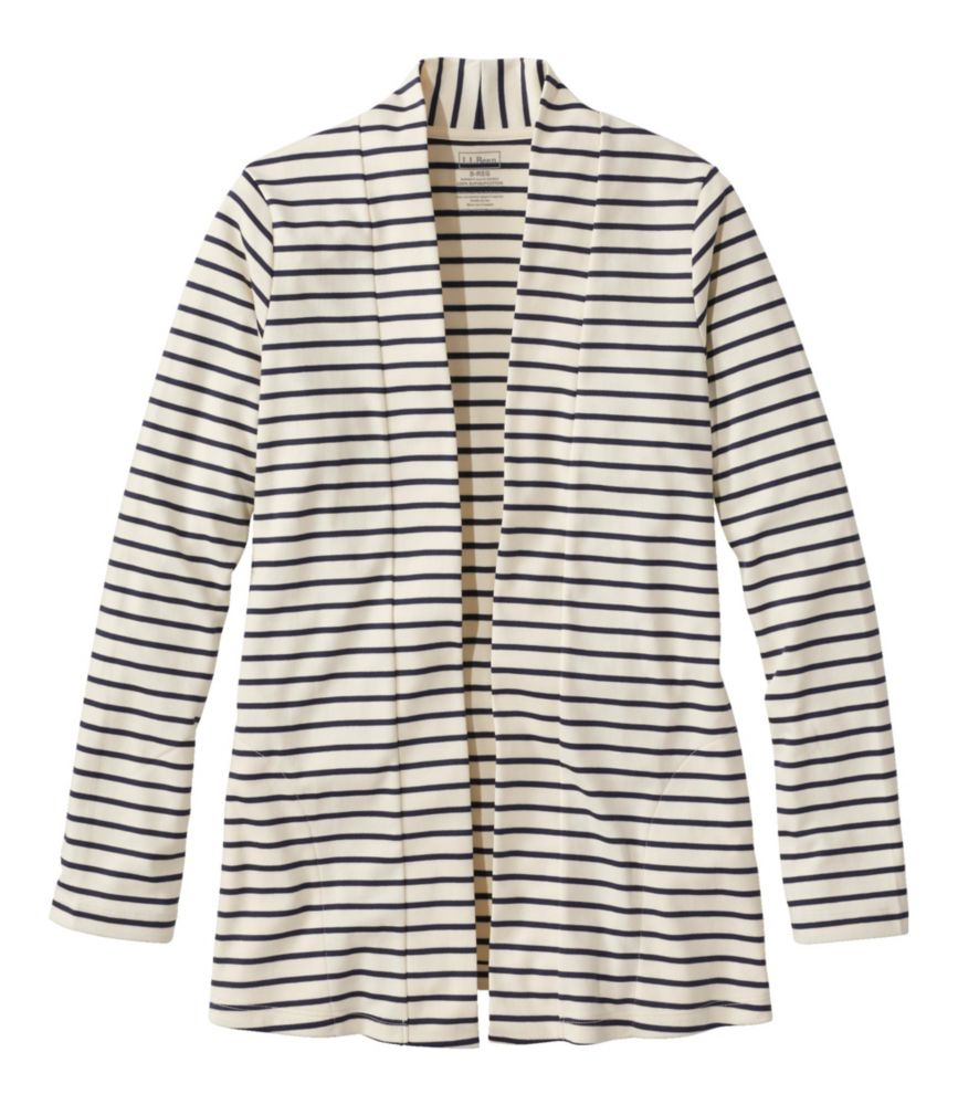 Women's Pima Cotton Open Cardigan, With Pockets Stripe - leoleo123123