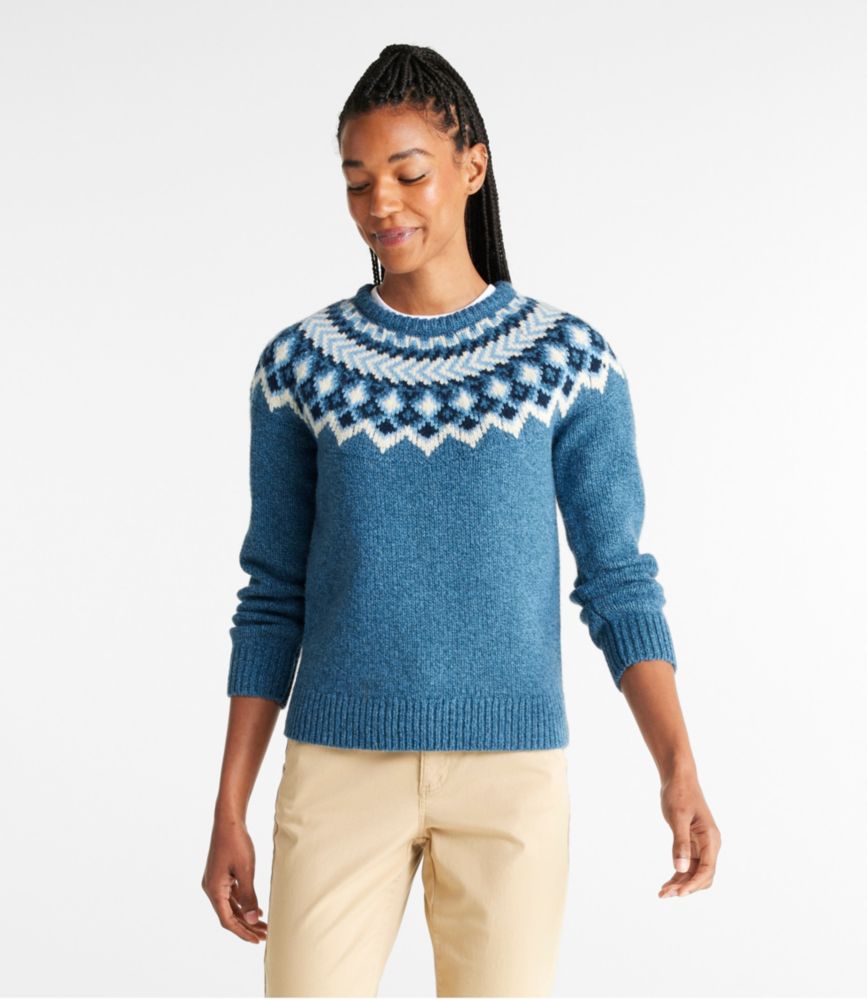 Women's Bean's Classic Ragg Wool Sweater, Crewneck Fair Isle - leoleo123123